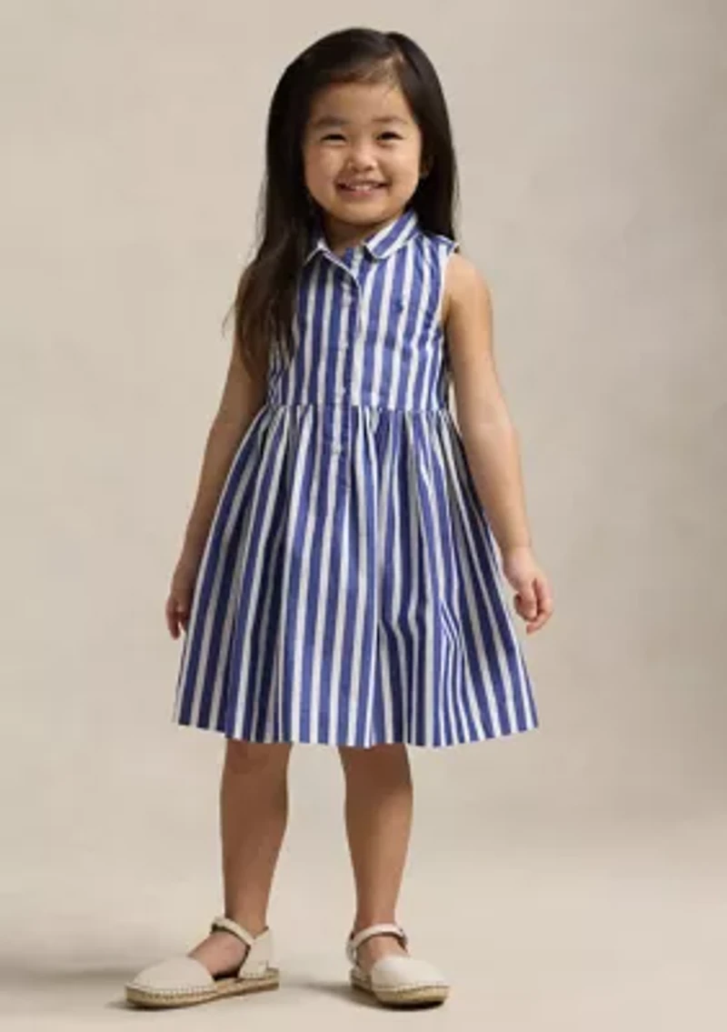 Girls 2-6x Striped Cotton Poplin Shirtdress