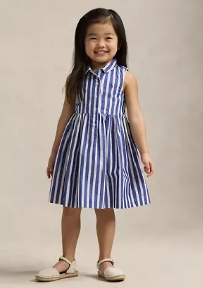 Girls 2-6x Striped Cotton Poplin Shirtdress