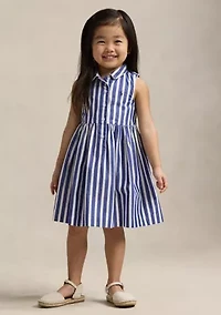 Girls 2-6x Striped Cotton Poplin Shirtdress