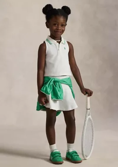 Girls 2-6x Stretch Mesh Half Zip Boxy Polo Shirt