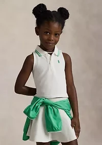 Girls 2-6x Stretch Mesh Half Zip Boxy Polo Shirt
