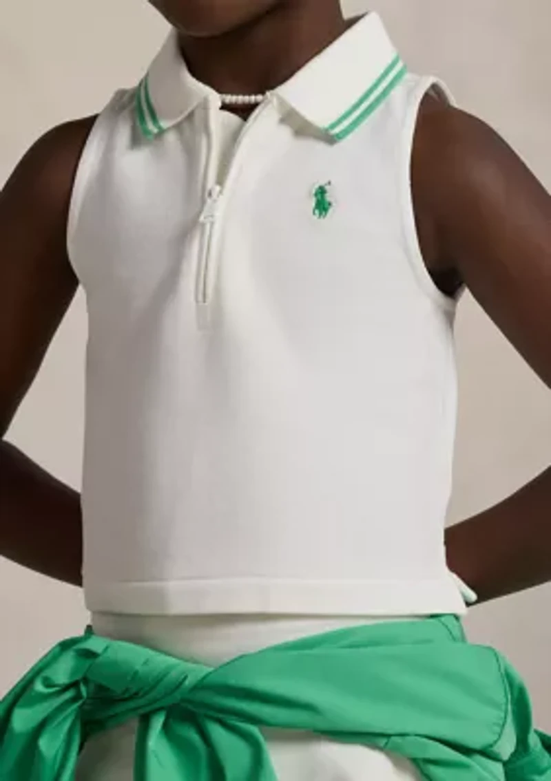 Girls 2-6x Stretch Mesh Half Zip Boxy Polo Shirt
