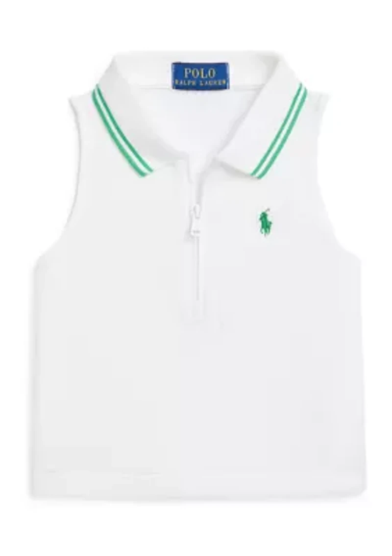Girls 2-6x Stretch Mesh Half Zip Boxy Polo Shirt