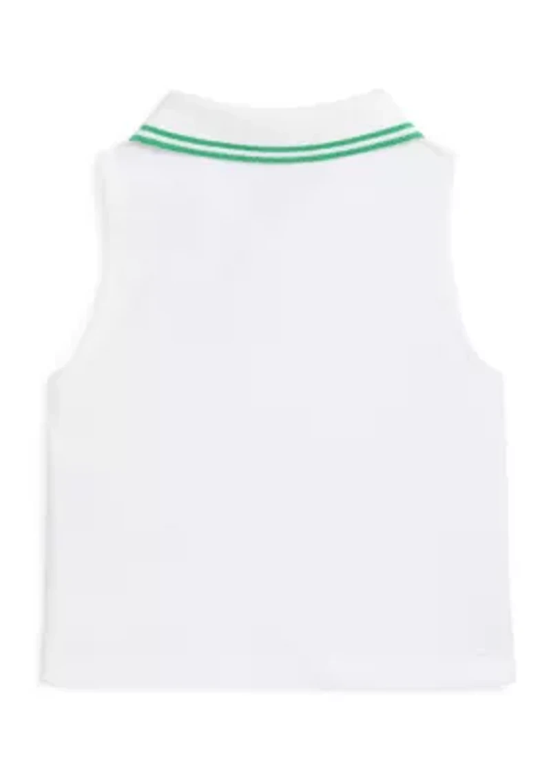 Girls 2-6x Stretch Mesh Half Zip Boxy Polo Shirt