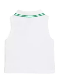 Girls 2-6x Stretch Mesh Half Zip Boxy Polo Shirt