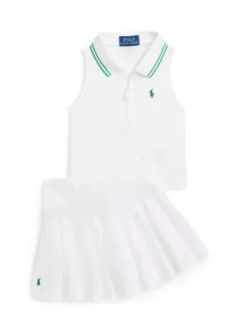 Girls 2-6x Stretch Mesh Half Zip Boxy Polo Shirt