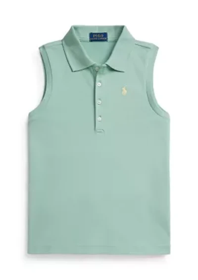 Girls 2-6x Stretch Mesh Sleeveless Polo Shirt