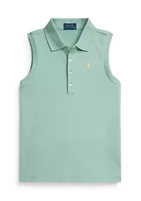 Girls 2-6x Stretch Mesh Sleeveless Polo Shirt