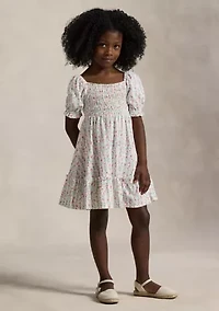 Girls 2-6x Floral Smocked Cotton Jersey Dress
