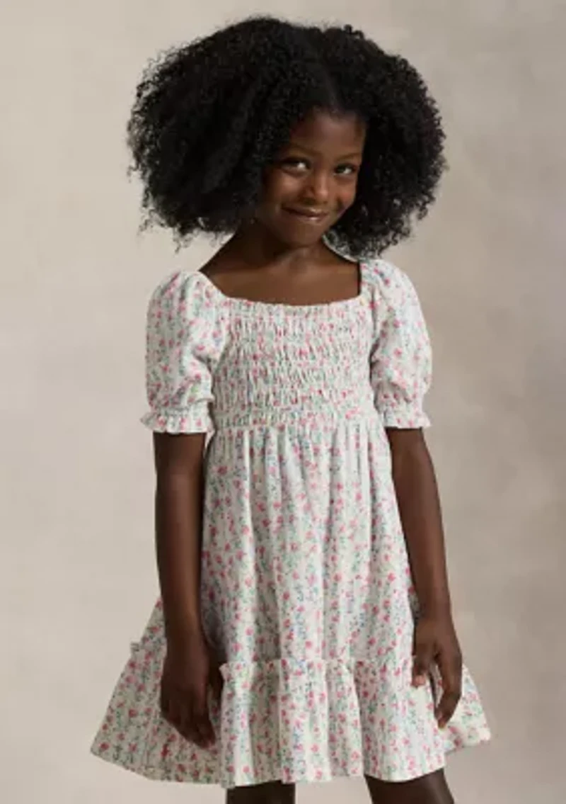 Girls 2-6x Floral Smocked Cotton Jersey Dress