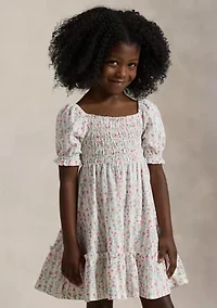 Girls 2-6x Floral Smocked Cotton Jersey Dress