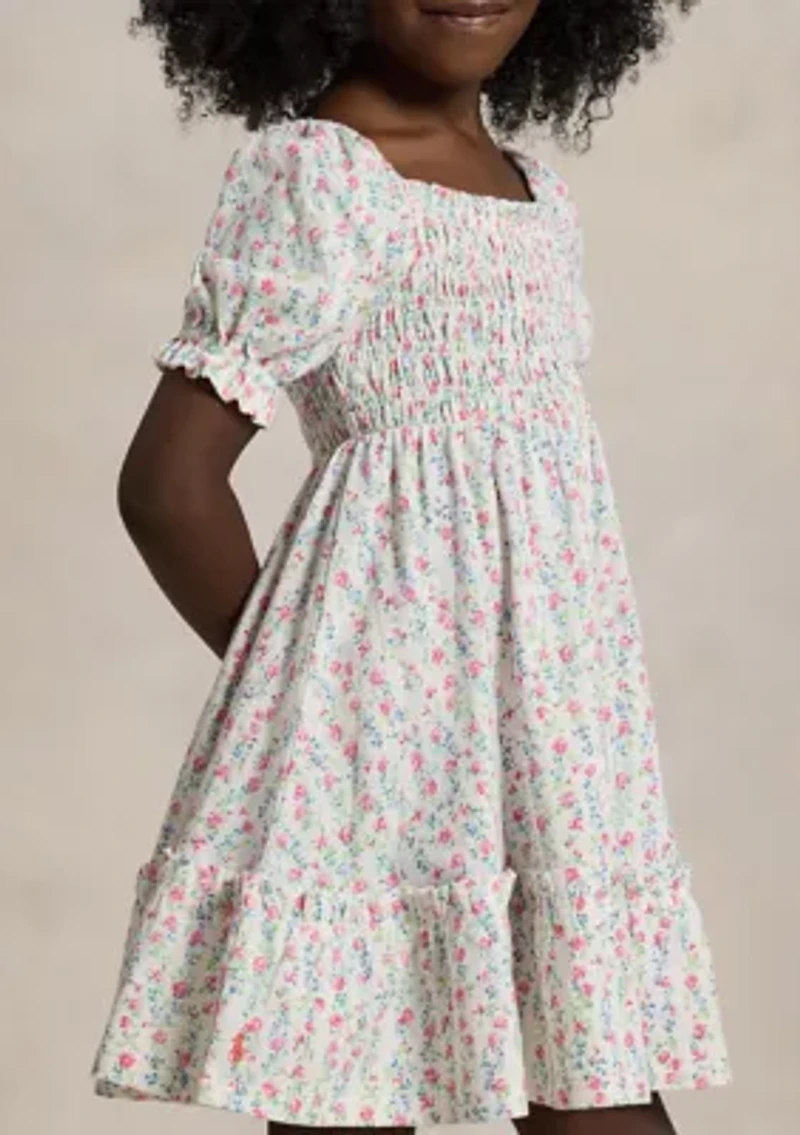Girls 2-6x Floral Smocked Cotton Jersey Dress
