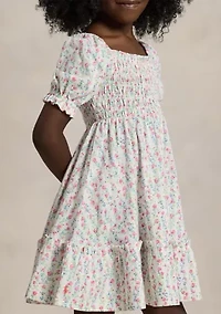 Girls 2-6x Floral Smocked Cotton Jersey Dress