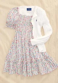 Girls 2-6x Floral Smocked Cotton Jersey Dress