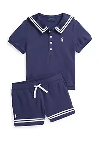 Girls 2-6x Striped Stretch Mesh Shorts