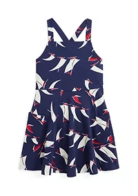 Girls 2-6x Sailboat Print Cotton Jersey Dress