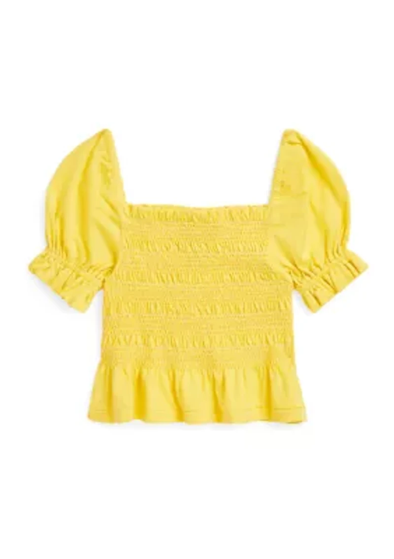 Girls 2-6x Smocked Cotton Jersey Peplum Top
