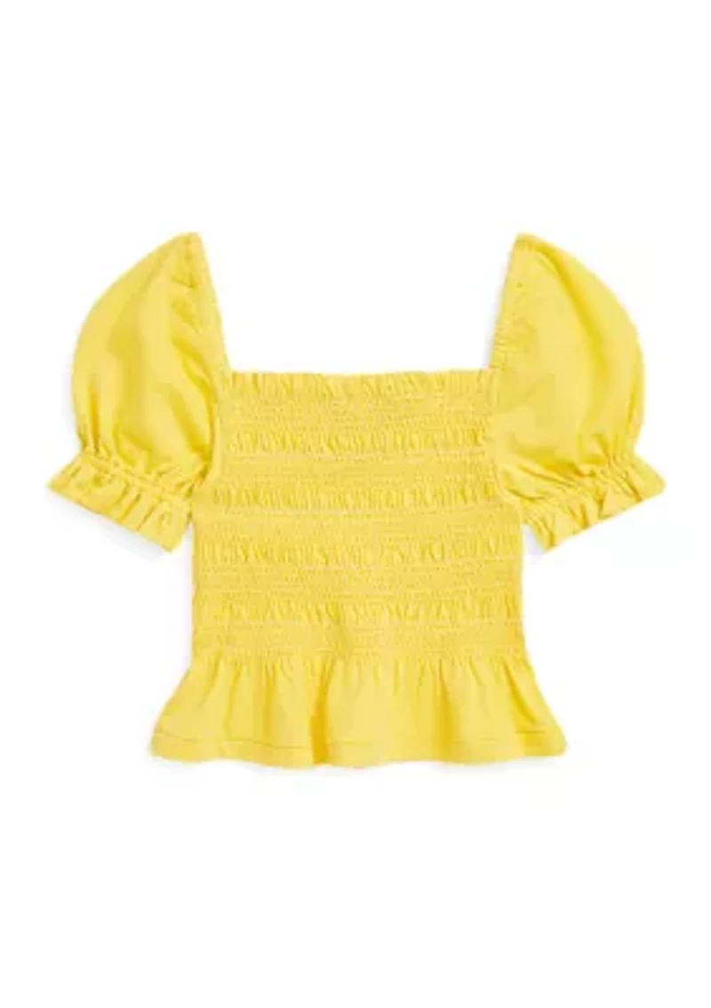 Girls 2-6x Smocked Cotton Jersey Peplum Top