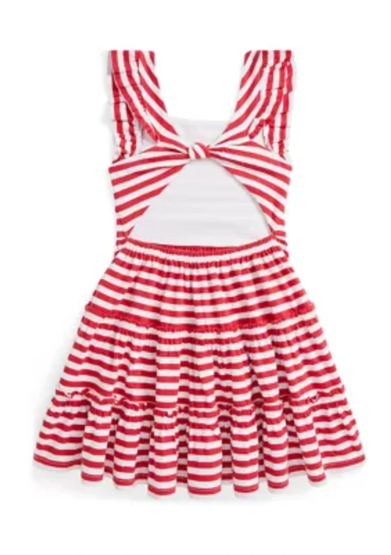 Girls 2-6x Striped Ruffled Cotton Jersey Dress