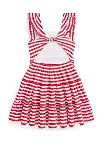 Girls 2-6x Striped Ruffled Cotton Jersey Dress