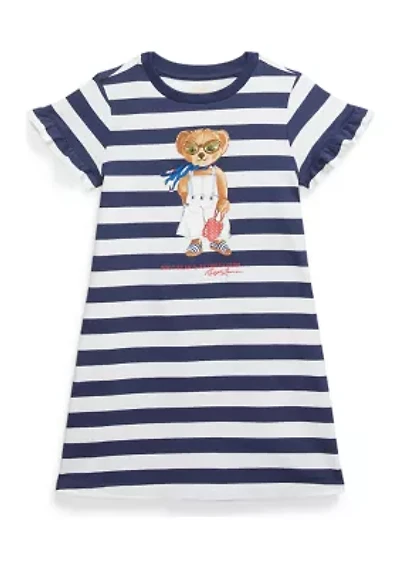Girls 2-6x Striped Polo Bear Cotton T-Shirt Dress