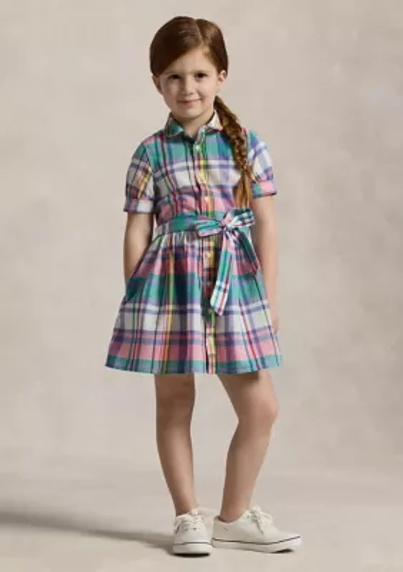 Girls 2-6x Plaid Cotton Madras Shirtdress