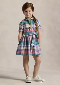 Girls 2-6x Plaid Cotton Madras Shirtdress