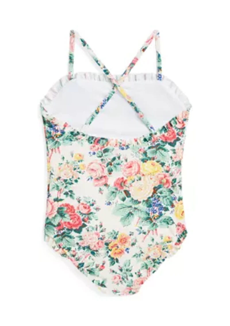 Girls 2-6x Floral Ruffled One Piece Swimsuit