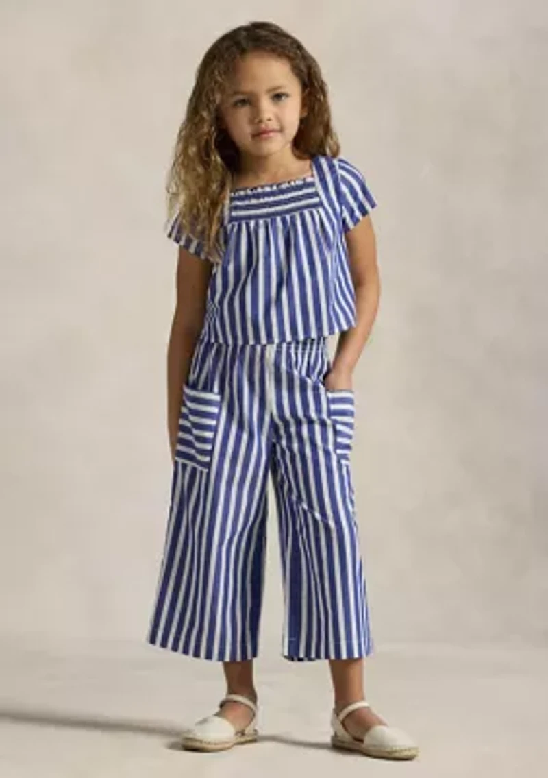 Girls 2-6x Striped Cotton Top and Cropped Pant Set