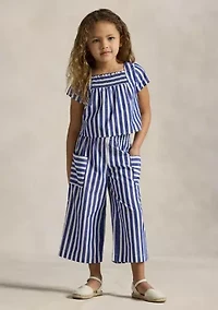 Girls 2-6x Striped Cotton Top and Cropped Pant Set