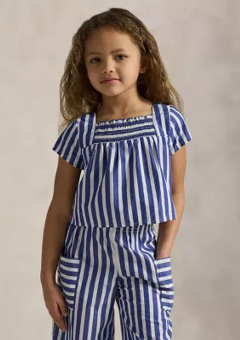 Girls 2-6x Striped Cotton Top and Cropped Pant Set