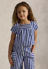Girls 2-6x Striped Cotton Top and Cropped Pant Set