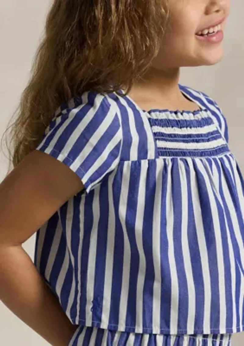 Girls 2-6x Striped Cotton Top and Cropped Pant Set