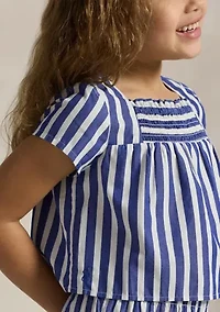 Girls 2-6x Striped Cotton Top and Cropped Pant Set