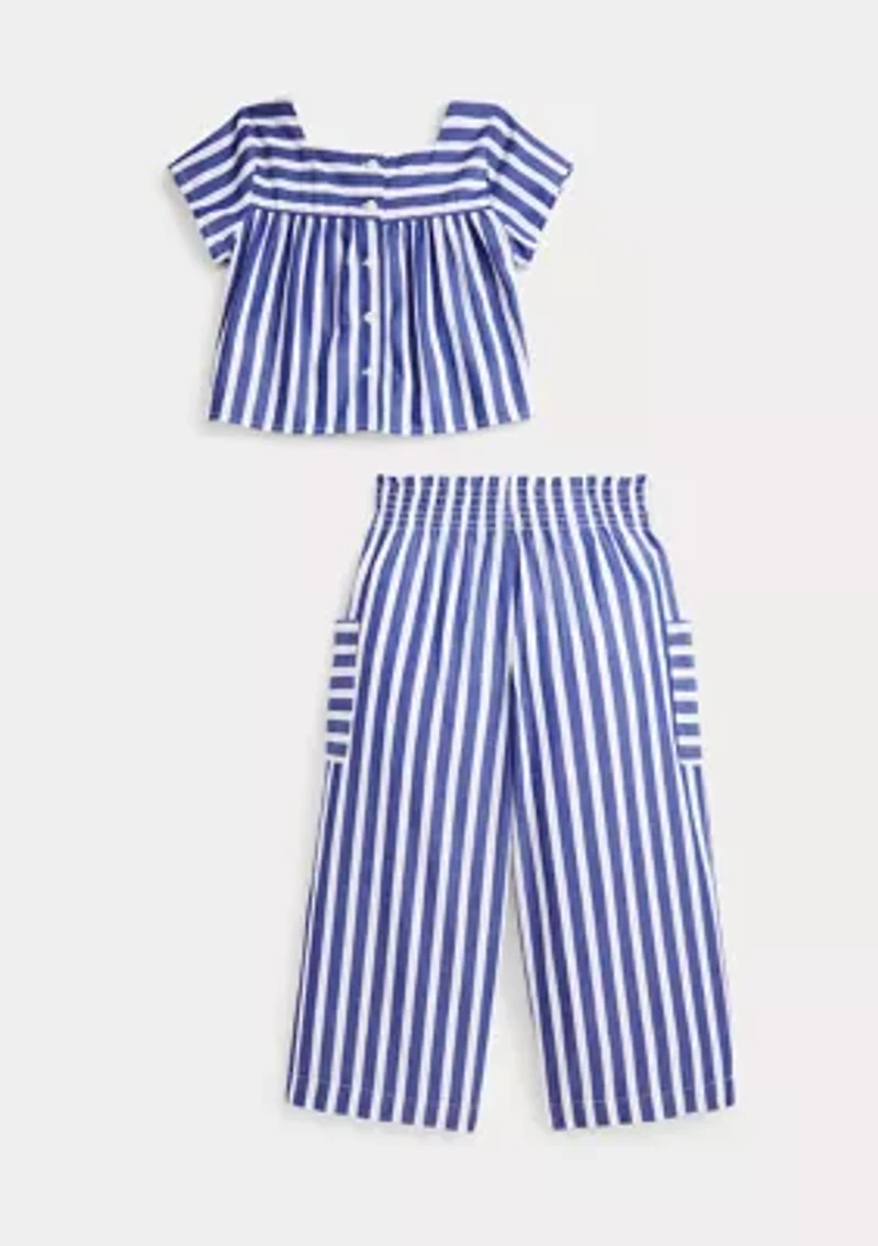 Girls 2-6x Striped Cotton Top and Cropped Pant Set