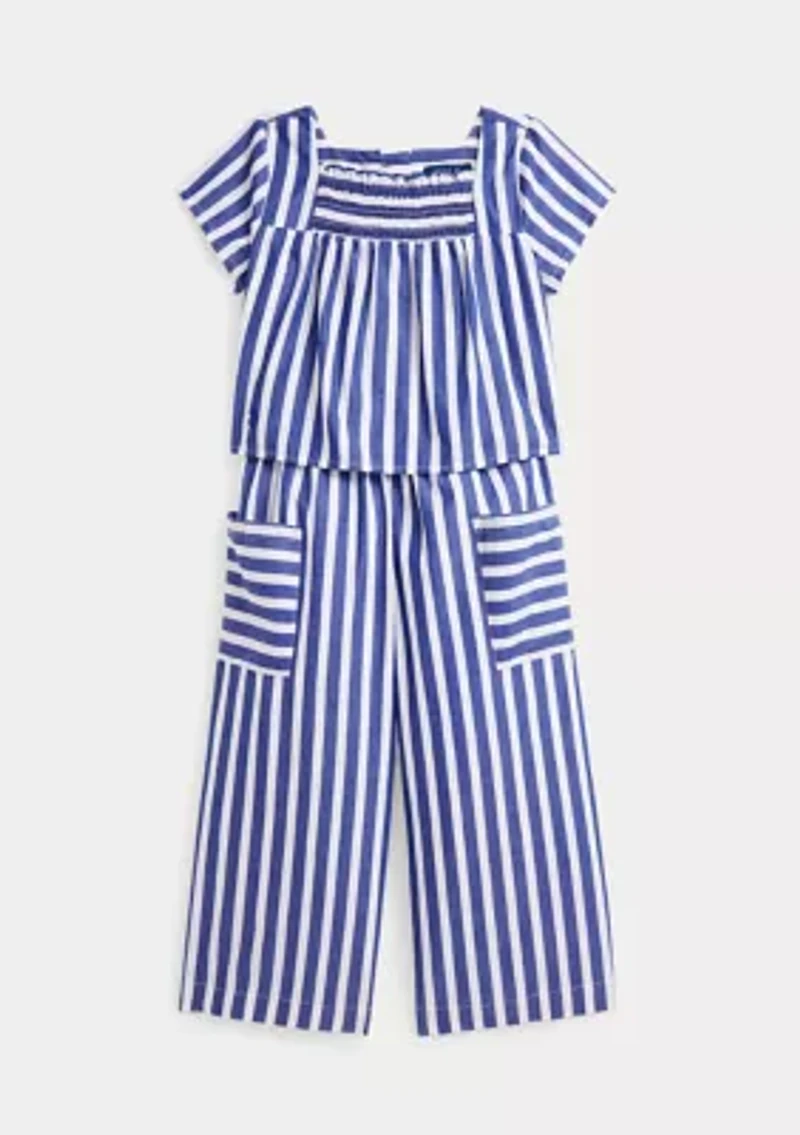 Girls 2-6x Striped Cotton Top and Cropped Pant Set