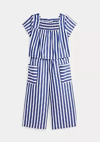 Girls 2-6x Striped Cotton Top and Cropped Pant Set