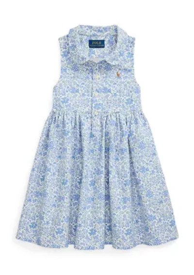 Girls 2-6x Floral Cotton Oxford Shirtdress
