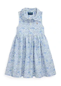 Girls 2-6x Floral Cotton Oxford Shirtdress