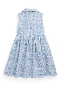 Girls 2-6x Floral Cotton Oxford Shirtdress