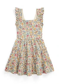 Girls 2-6x Floral Ruffled Cotton Jersey Dress