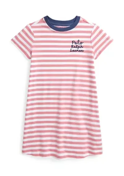 Girls 2-6x Striped Logo Cotton Jersey Dress