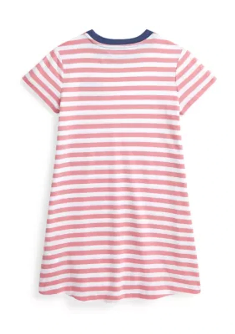 Girls 2-6x Striped Logo Cotton Jersey Dress