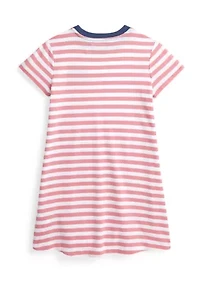 Girls 2-6x Striped Logo Cotton Jersey Dress