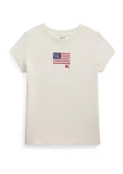 Girls 2-6x Flag-Appliqué Cotton Jersey T-Shirt