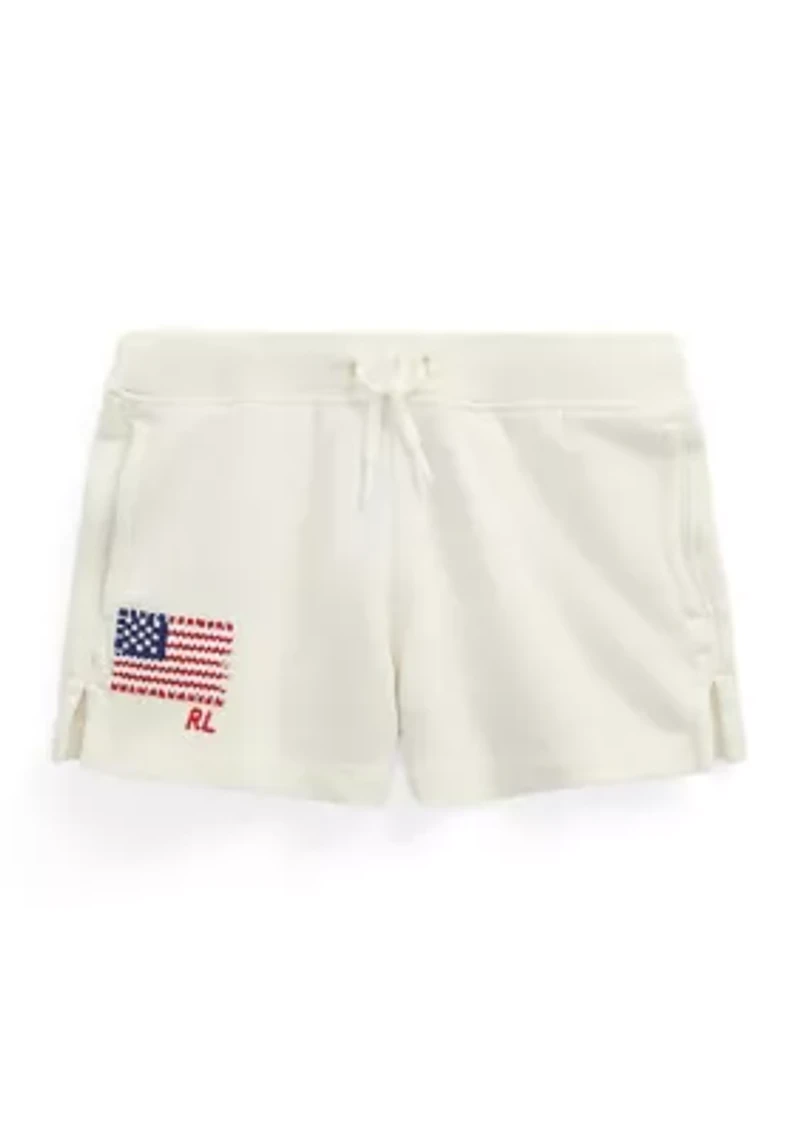 Girls 2-6x Flag-Appliqué French Terry Shorts