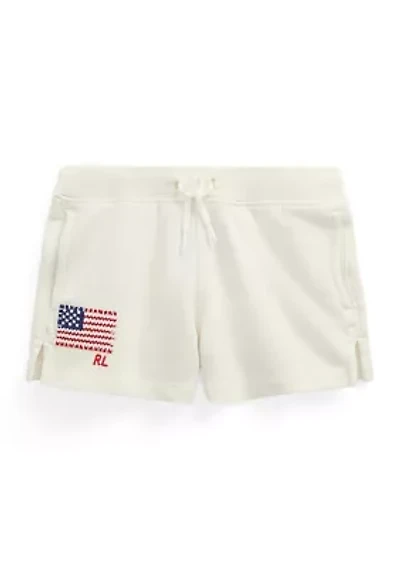 Girls 2-6x Flag-Appliqué French Terry Shorts