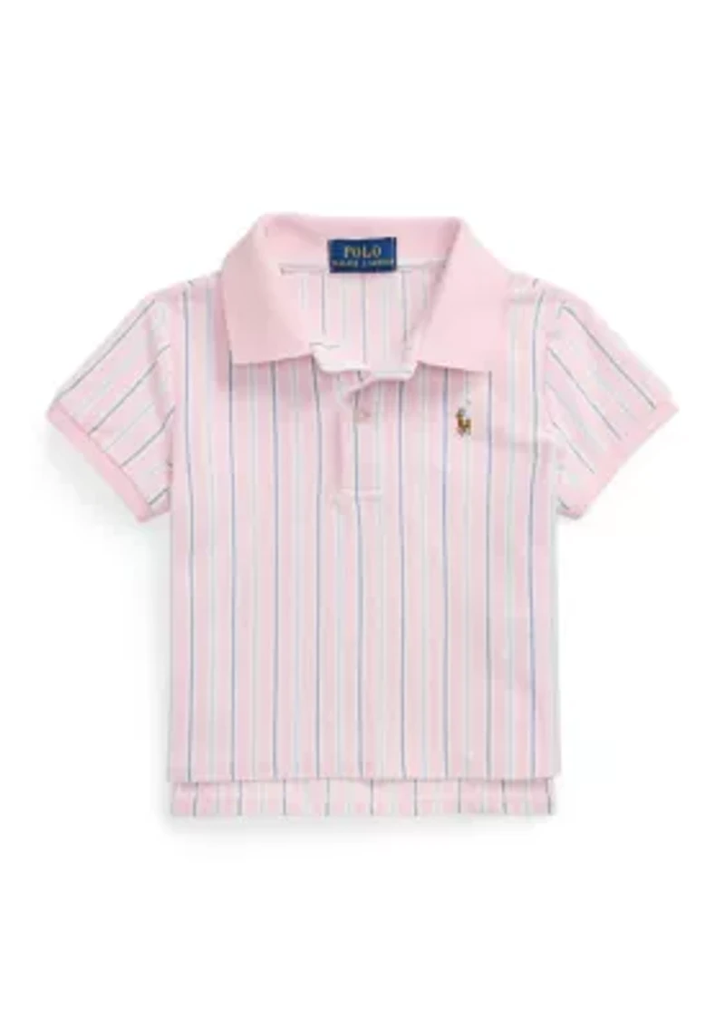 Girls 2-6x Striped Oxford Mesh Boxy Polo Shirt