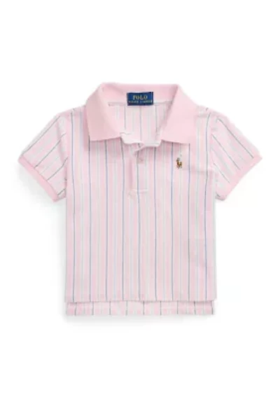 Girls 2-6x Striped Oxford Mesh Boxy Polo Shirt