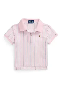 Girls 2-6x Striped Oxford Mesh Boxy Polo Shirt